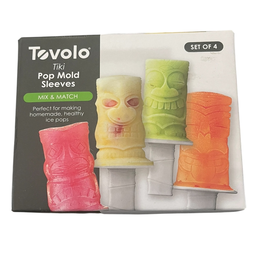 Tovolo TIKI Pop Molds Ice Pop Popsicle Set Of 4 NEW